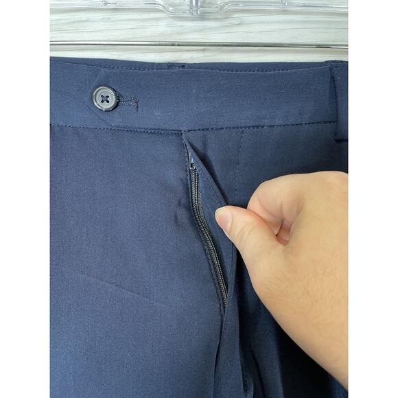 George Pants Mens 32x30 Blue Dress Slacks Flat Front Stretch Rayon Blend Office - Picture 2 of 12